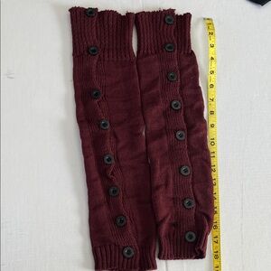 Burgundy Buttoned Leg Warmers